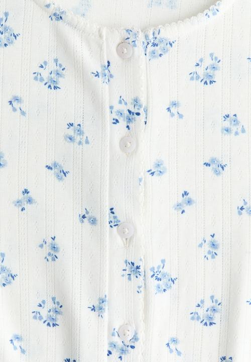 H&M - Pointelle jersey cardigan - white/blue floral