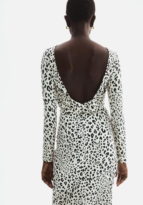 H&M - Open-back jersey dress - cream/leopard print