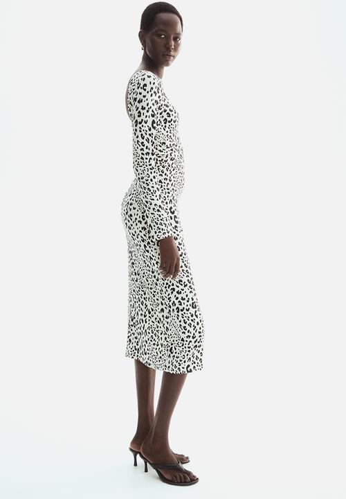H&M - Open-back jersey dress - cream/leopard print