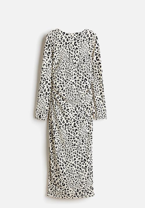 H&M - Open-back jersey dress - cream/leopard print