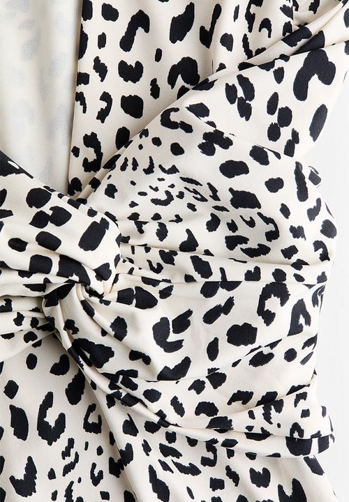 H&M - Open-back jersey dress - cream/leopard print