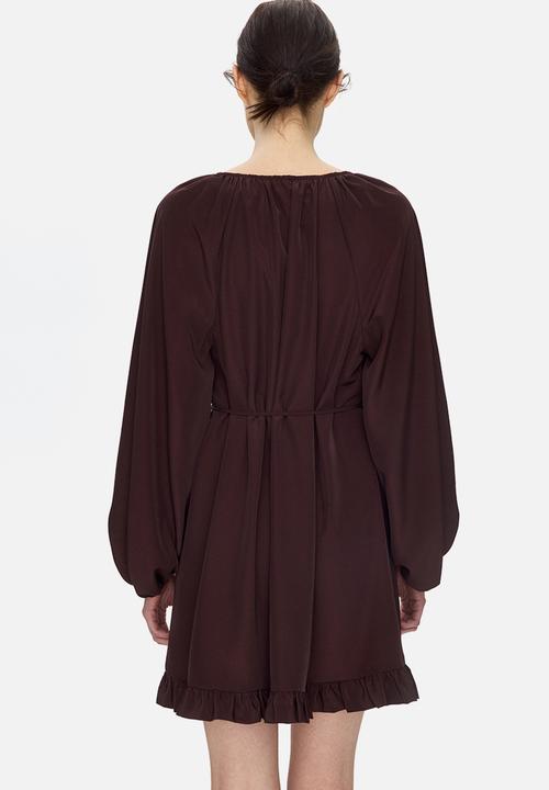 H&M - Scarf-detail dress - dark brown