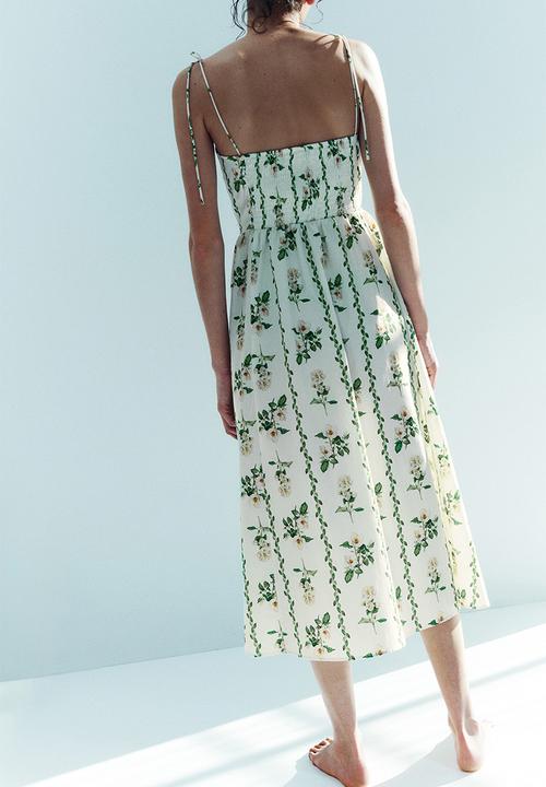 H&M - Flared-skirt strappy dress - white/floral