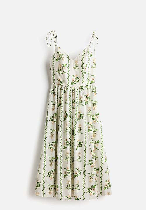 H&M - Flared-skirt strappy dress - white/floral
