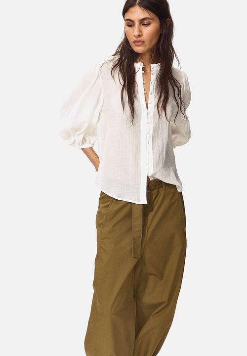H&M - Balloon-sleeved blouse - white