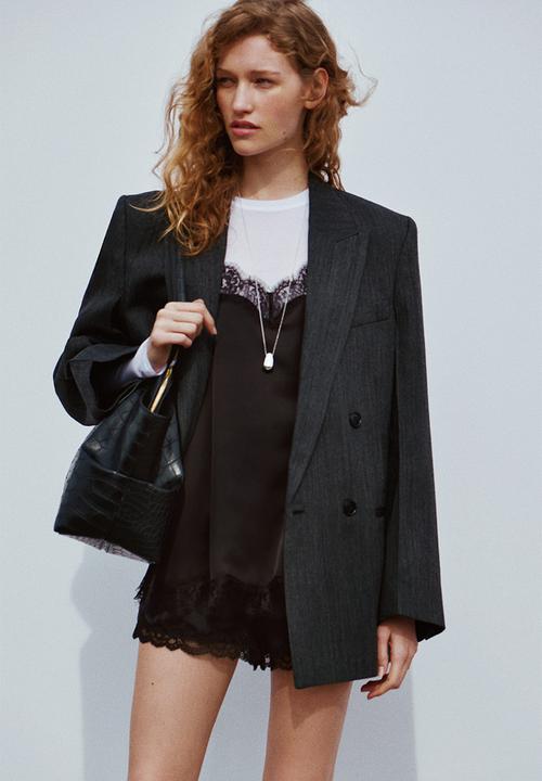 H&M - Lace-trimmed strappy top - black