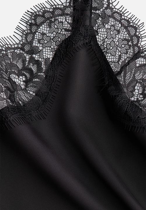H&M - Lace-trimmed strappy top - black