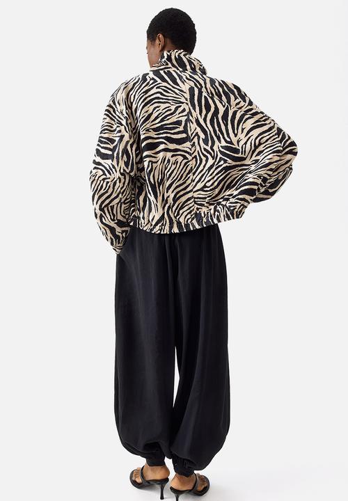 H&M - Linen-blend jacket - beige/zebra print