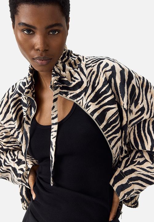 H&M - Linen-blend jacket - beige/zebra print