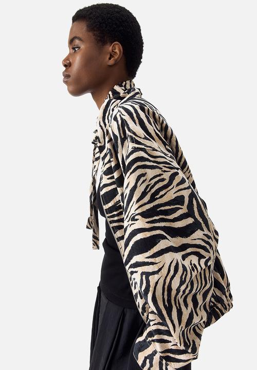 H&M - Linen-blend jacket - beige/zebra print