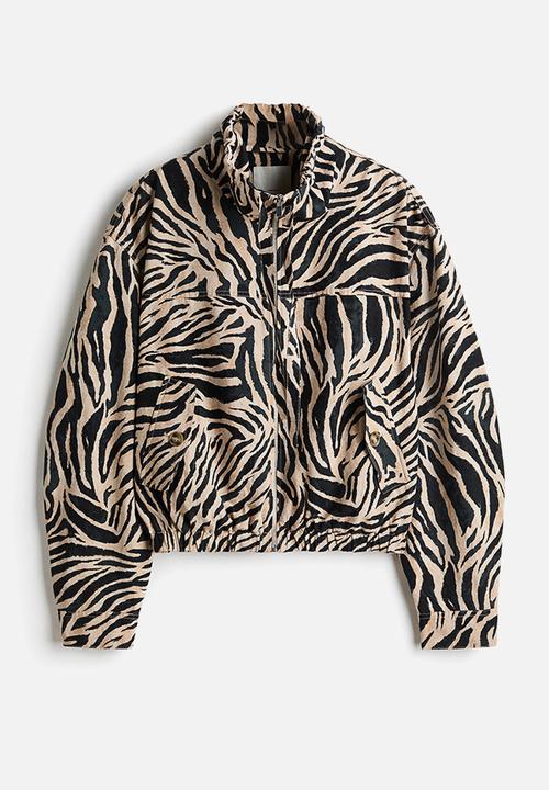 H&M - Linen-blend jacket - beige/zebra print