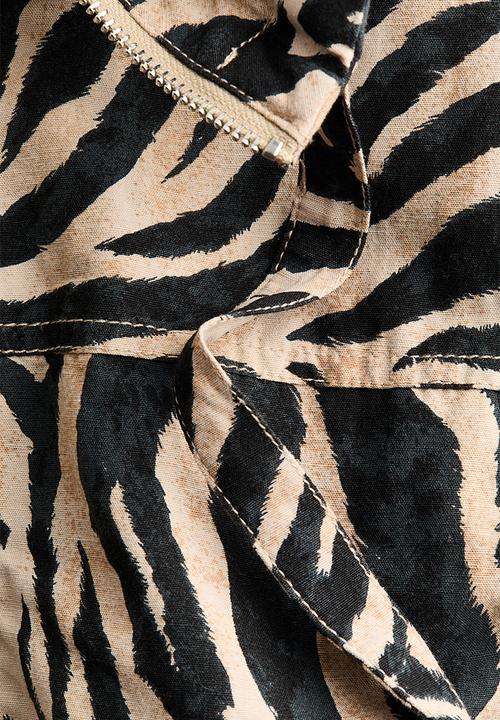 H&M - Linen-blend jacket - beige/zebra print