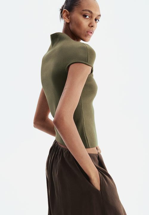 H&M - Turtleneck top - dark khaki green