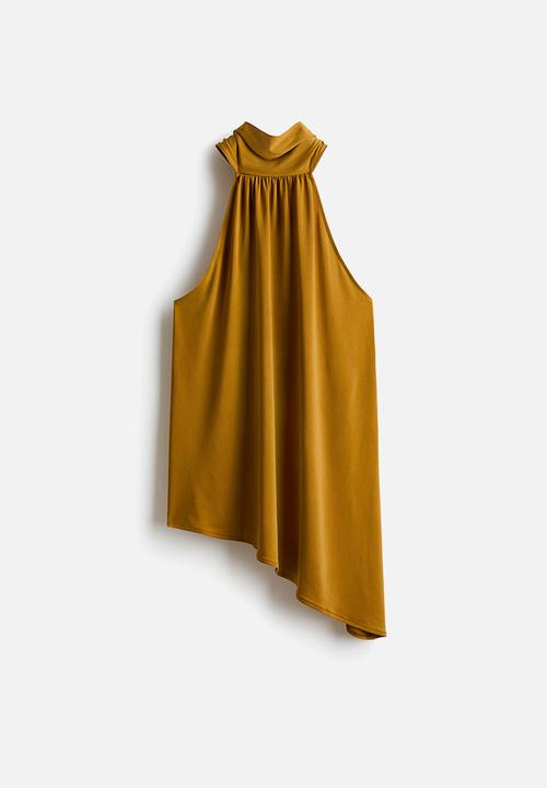 H&M - Asymmetric halterneck top - mustard yellow