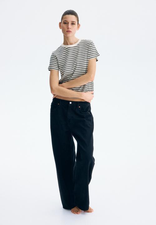 H&M - Cotton t-shirt - light beige/black striped