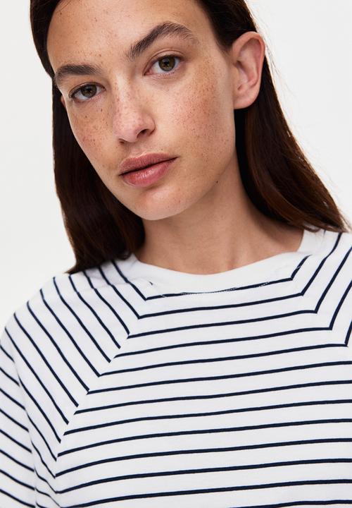H&M - Mama before & after nursing T-shirt - white/navy blue striped