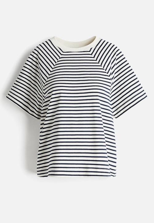 H&M - Mama before & after nursing T-shirt - white/navy blue striped