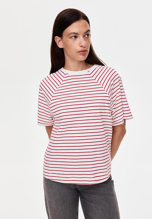 H&M - Mama before & after nursing T-shirt - white/red striped
