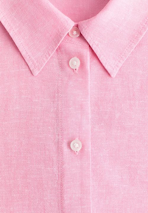 H&M - Oversized linen-blend shirt - light pink
