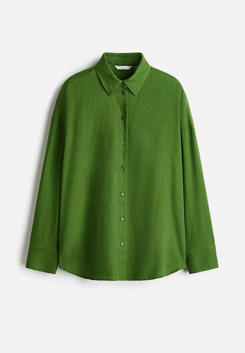 H&M - Oversized linen-blend shirt - green