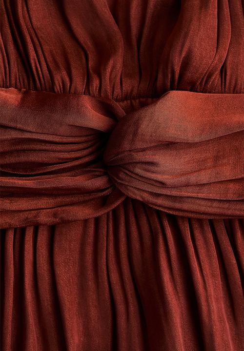 H&M - Knot-detail draped dress - rust red