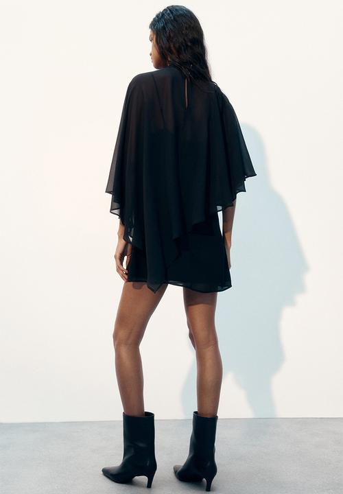H&M - Cape-layered dress - black