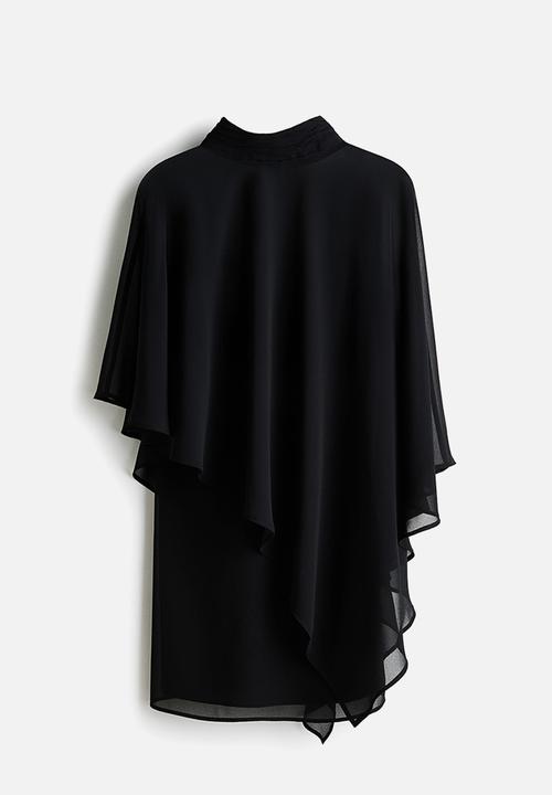 H&M - Cape-layered dress - black