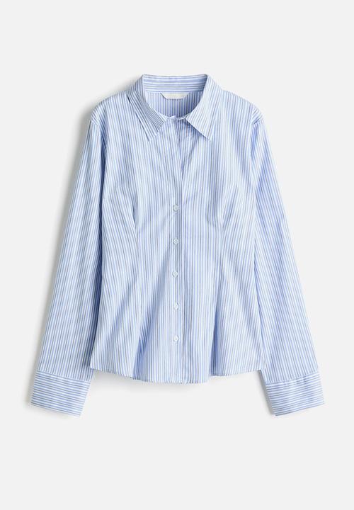 H&M - Fitted shirt - light blue/striped