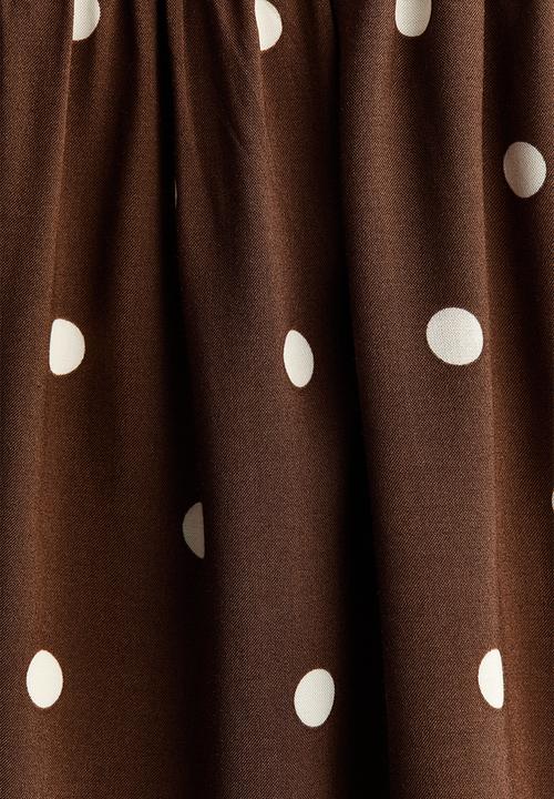 H&M - Smocked strappy dress - dark brown/polka dot