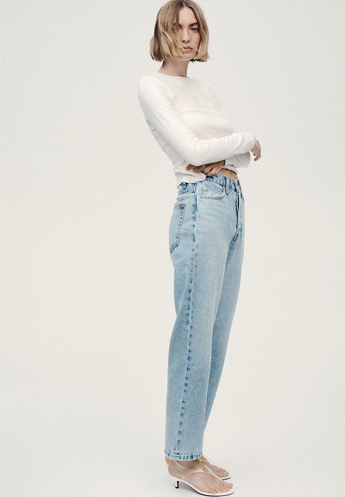 H&M - Straight high waist ankle jeans - light denim blue