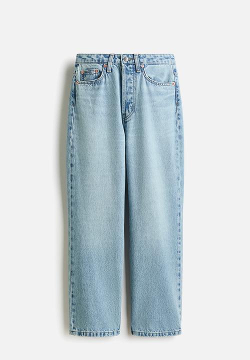 H&M - Straight high waist ankle jeans - light denim blue