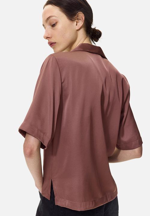 H&M - Satin resort shirt - dark dusty pink