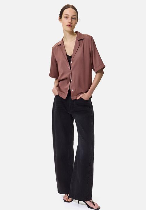 H&M - Satin resort shirt - dark dusty pink