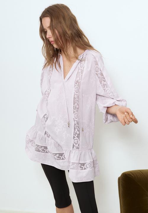 H&M - Lace-inset tunic dress - lilac