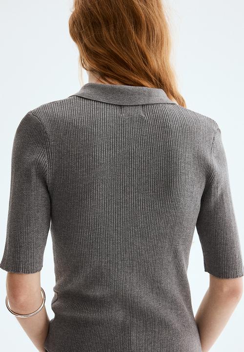 H&M - Pointelle-knit top - grey marl