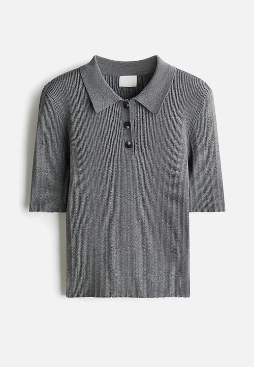 H&M - Pointelle-knit top - grey marl