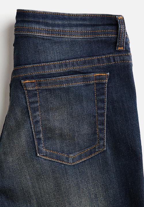 H&M - Flared Leg Ultra Low Waist Jeans - dark denim blue - 1331778001