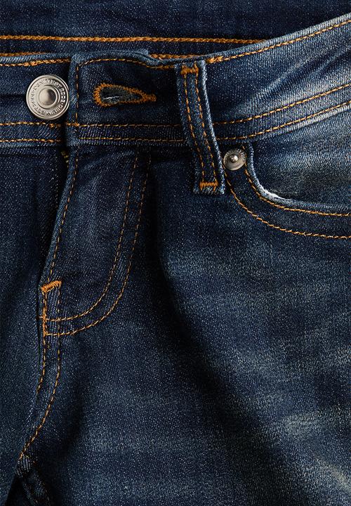 H&M - Flared Leg Ultra Low Waist Jeans - dark denim blue - 1331778001
