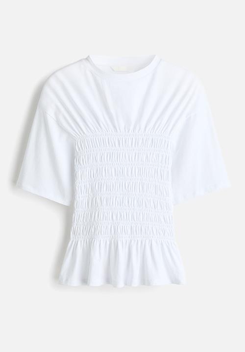 H&M - Smocked t-shirt - white