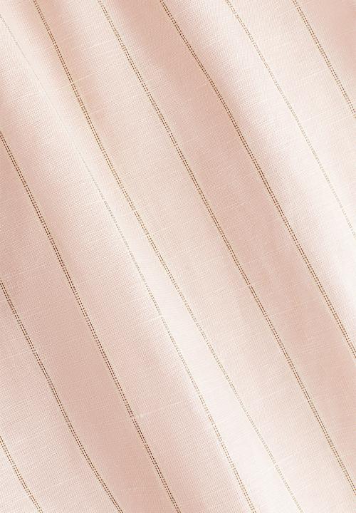 H&M - Drawstring-detail linen-blend shorts - light pink/striped