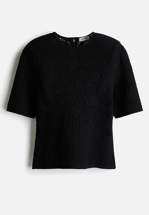 H&M - Crochet-look top - black