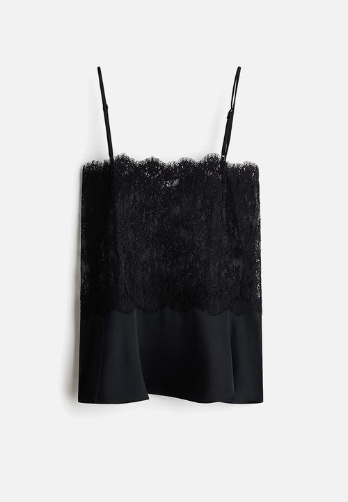 H&M - Lace strappy top - black