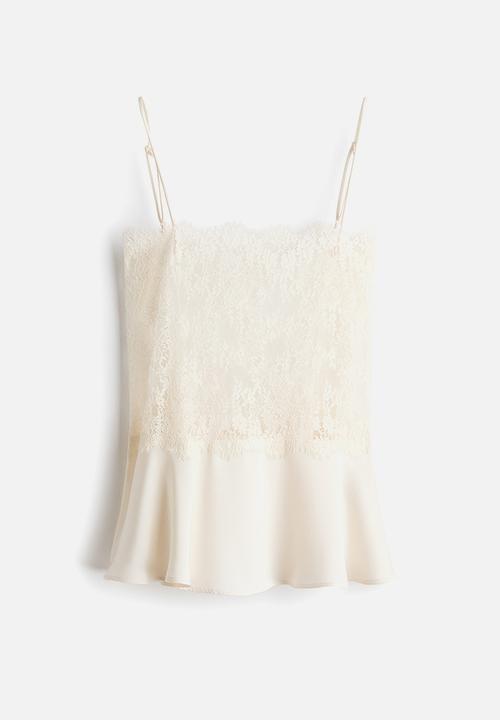 H&M - Lace strappy top - white