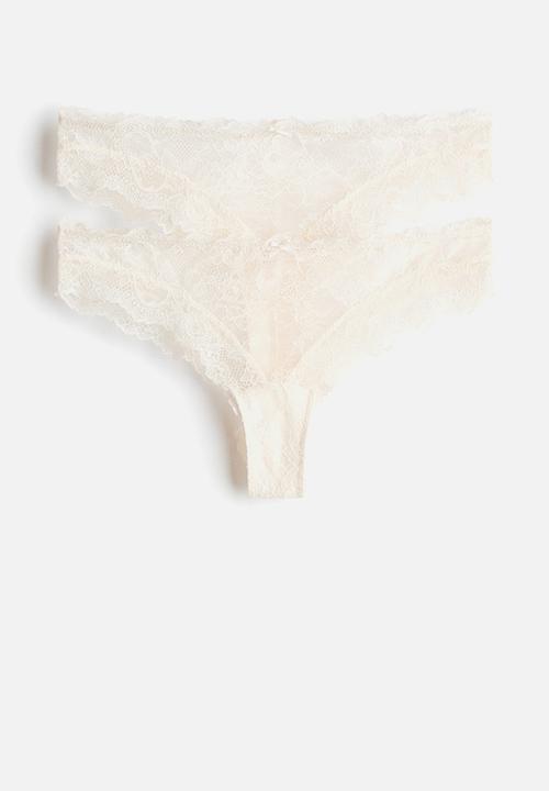 H&M - 2-pack lace brazilian briefs - cream