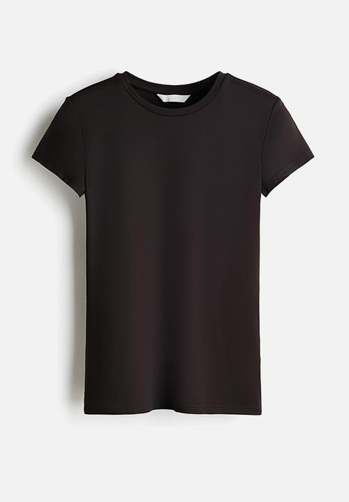 H&M - Fitted microfibre t-shirt - dark brown