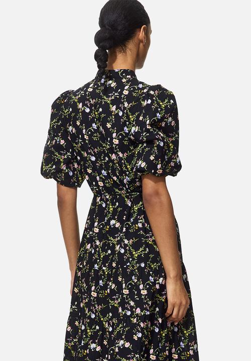 H&M - Long cotton dress - black/floral