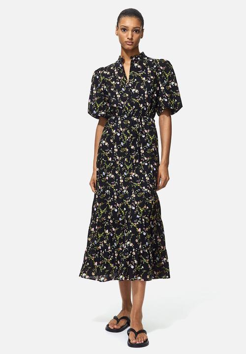 H&M - Long cotton dress - black/floral
