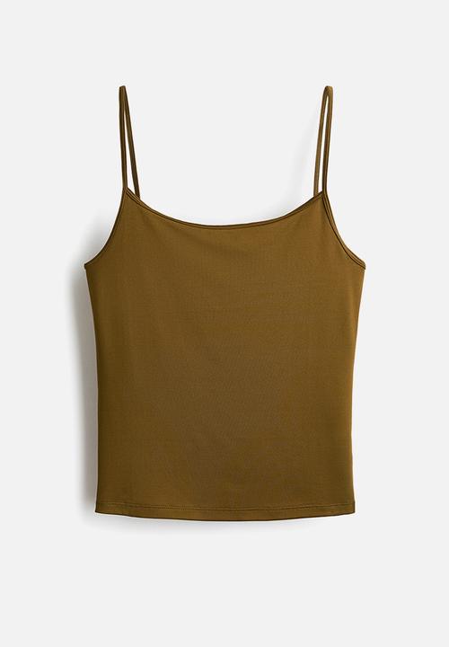 H&M - Jersey strappy top - golden olive