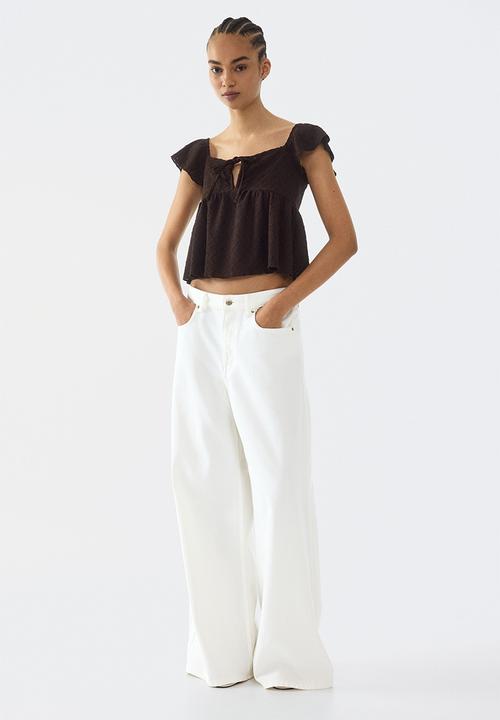 H&M - Pointelle jersey blouse - dark brown
