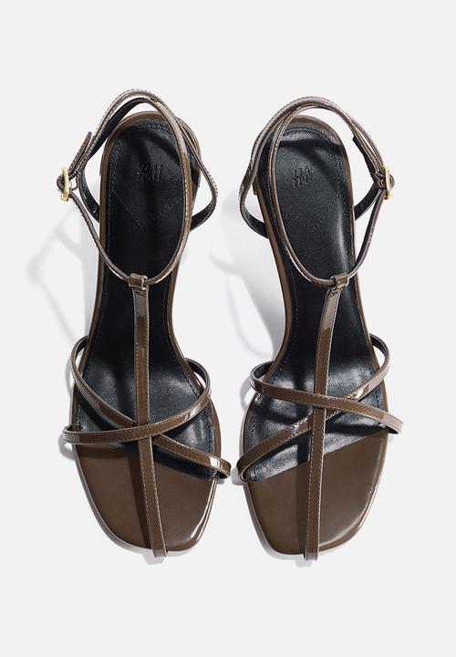 H&M - Heeled strappy sandals - dark khaki green
